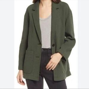 Madewell Diamond Jacquard Shaw Blazer -‎ Olive Green Small Quilted 100% Cotton